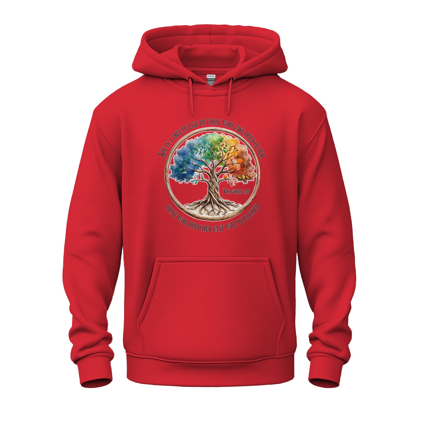 Colorful Tree of Life Proverbs 3:18 Unisex Heavy Blend™ Hooded Sweatshirt