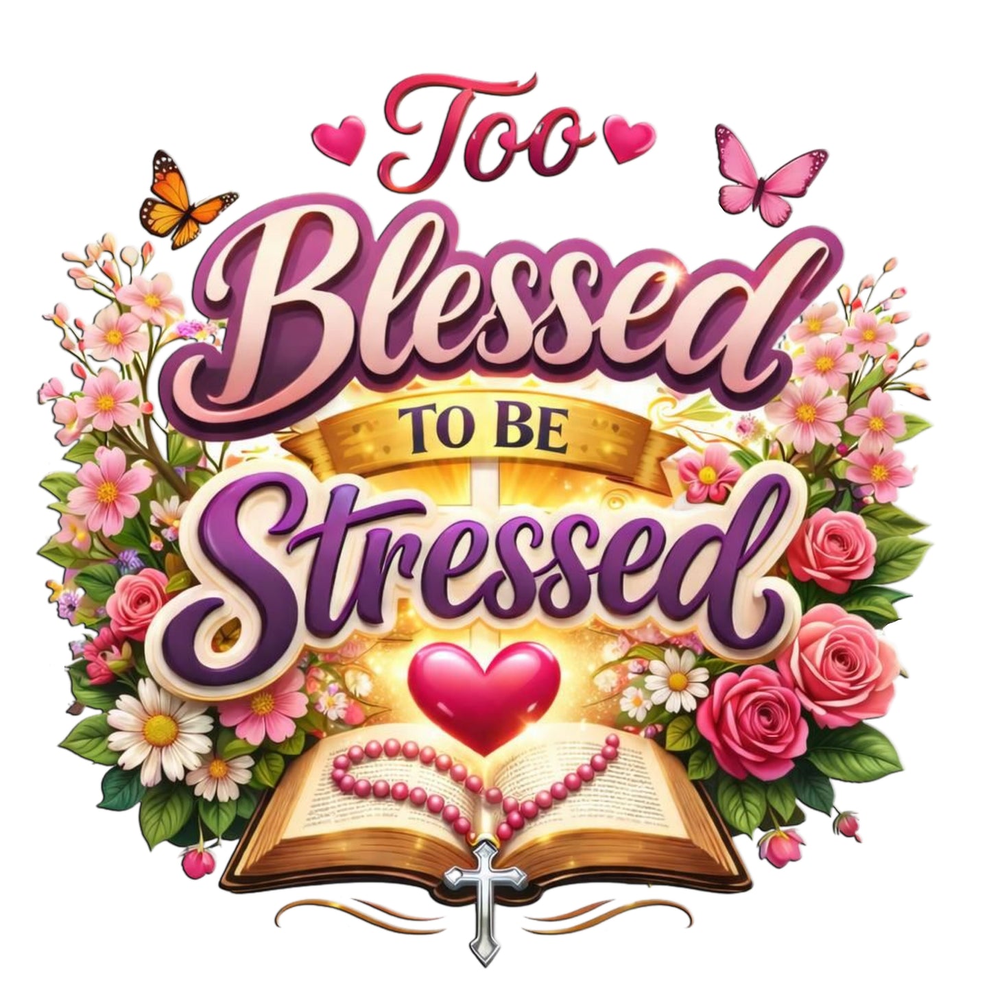 Too Blessed To Be Stressed Nature Edition  V-Neck Tee