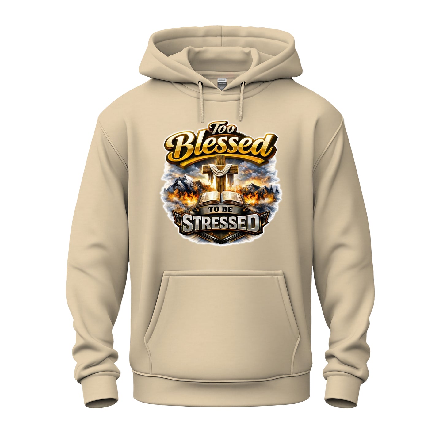 Too Blessed To Be Stressed  Christian Unisex Heavy Blend™ Hooded Sweatshirt