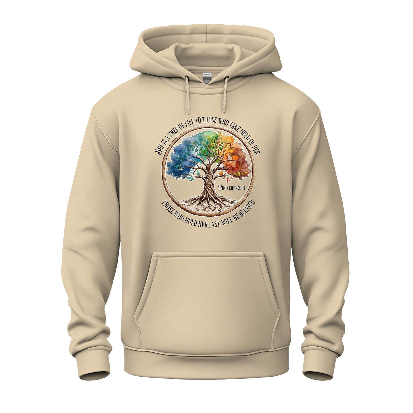 Colorful Tree of Life Proverbs 3:18 Unisex Heavy Blend™ Hooded Sweatshirt