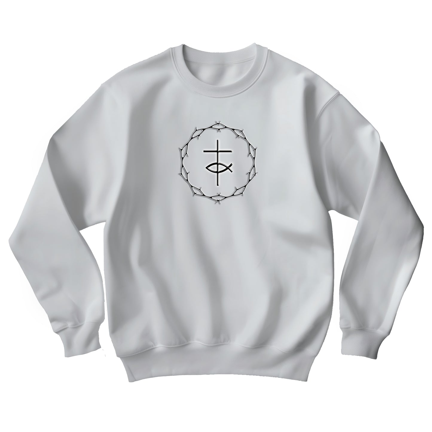 Circle of Thorns, Cross & Fish Unisex Heavy Blend™ Crewneck Sweatshirt